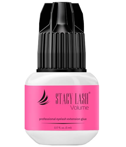 Volume Eyelash Extension Glue Stacy Lash 0.17 fl.oz/5ml / 3 Sec Drying Time/Retention 6 Weeks/Strong Hold Black Adhesive/Professional Supplies