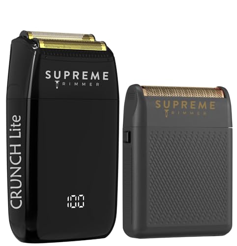 Supreme Trimmer Crunch Lite & SOLO Foil Shaver Kit | Pro Barber Electric Foil Razer STF600 & STF101 Set | Black