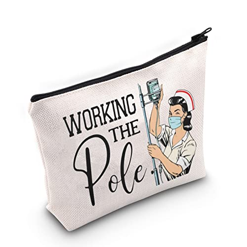 TOBGBE ER Nurse Gift Emergency Room Zipper Bag ICU Nurse Gift Appreciation Makeup Bag Nurse Graduation Gift (Working The Pole)