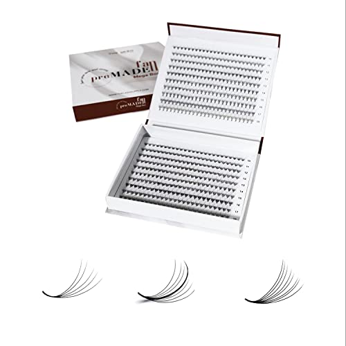 THE LASH SUPPLY 450 Fans, 7D Wispy Wet Look Fake Eyelashes, Handmade Promade Fan Mega Box, C/D Curl, 10-18mm Mix Length, 0.05 Thickness, Hydrated Effect for Natural and Soft, Mix Pack