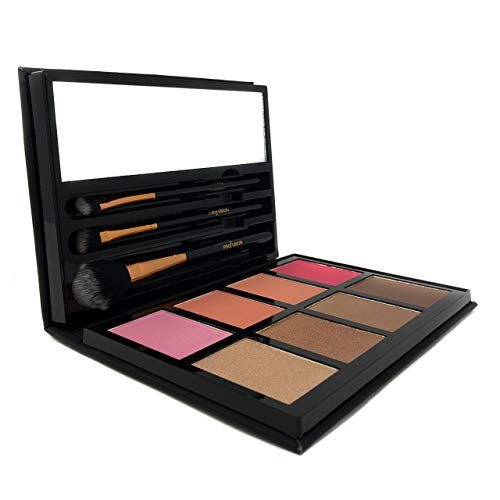 Profusion Cosmetics - Blush & Bronzer - Professional 8 Color Palette Makeup Kit Blush Highlighter Bronzer - Nude Highlight Champagne Highlight Light Bronze Shadow Bronze Pink Warm Peach Rose Pink