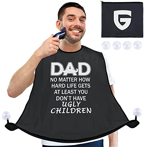 Beard Bib for Men, Dad Gifts from Daughter Son, Beard Trimming Catcher Bib, Fathers Day Birthday Gifts, Waterproof Non-Stick Beard Catcher, 4 Suction Cups, One Size Fits All, Grooming Accessories(Dad)