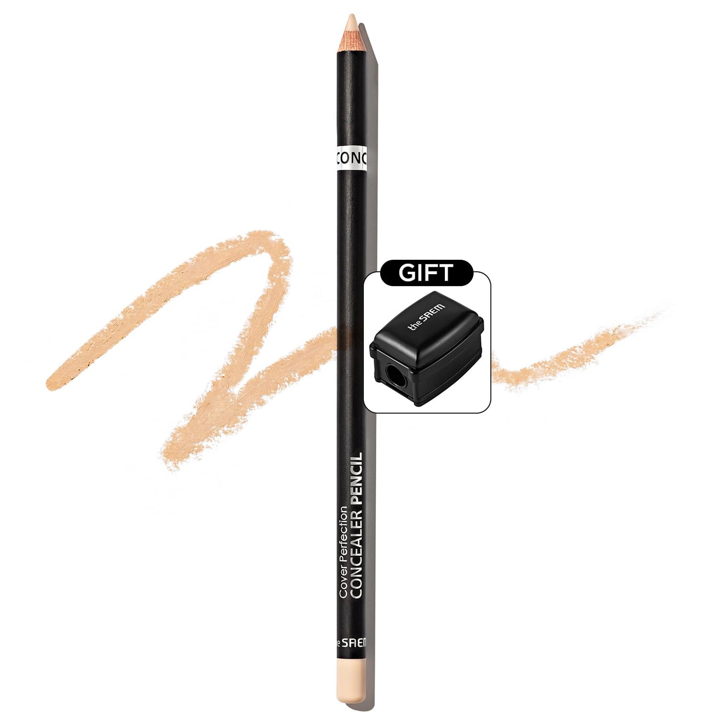 THESAEM Cover Perfection Concealer Pencil with Sharpner – Non Comedogenic spot Eraser - Conceal Blemish,Aging Spot,Acne&Freckle – Multi-Use Under Eye Concealer for Dark Circle,1.4g (1.5 Natural Beige)