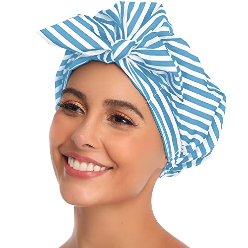 Women Reusable Waterproof Shower Cap for Long Hair, Cute Shower Cap for Braids Washable, Luxury Shower Cap for Braids