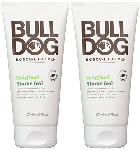 Bulldog Skincare for Men Original Shave Gel (Pack of 2) With 8 Essential Oils, Aloe Vera, Jojoba and Konjac Mannam, 5.9 fl. oz.