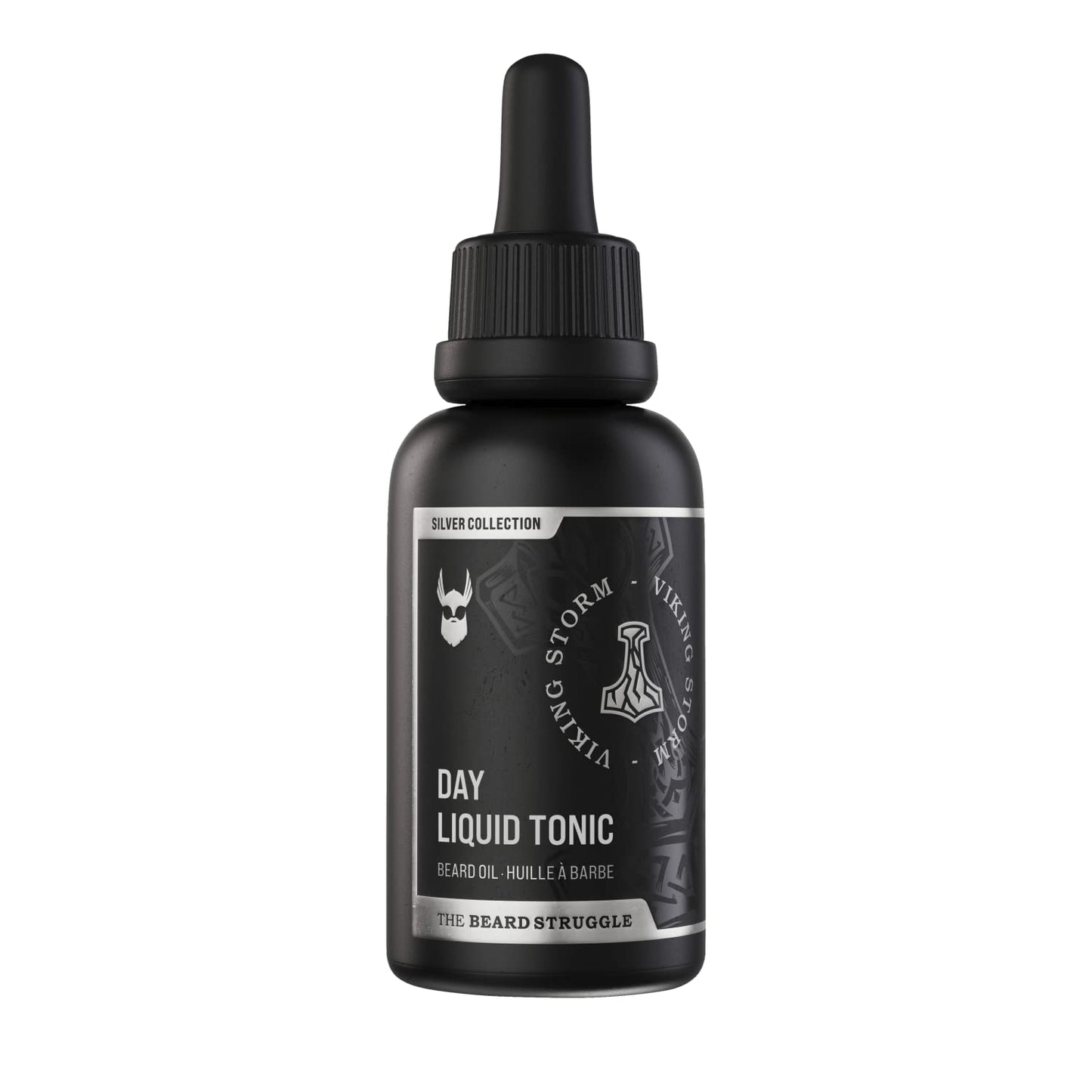 The Beard Struggle - Day Liquid Tonic Beard Oil - Silver Collection (Viking Storm) - Beard Oil for Men - Moisturize, Softens Hair, Reduces Itch - Day Time Beard Growth Oil (1 Fl oz)