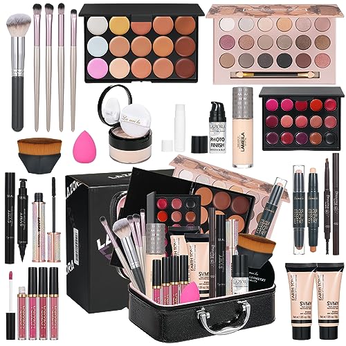 All in One Makeup Kit for Women Multi-Purpose Makeup Kit - Eyeshadow Palette, Lip Gloss Set, Makeup Compact, Eyebrow Pencil, Mascara and Concealer Foundation Adult Professional and Beginner Makeup Kits Portable Full Trunk Makeup Kit Women's Full Makeup Ki