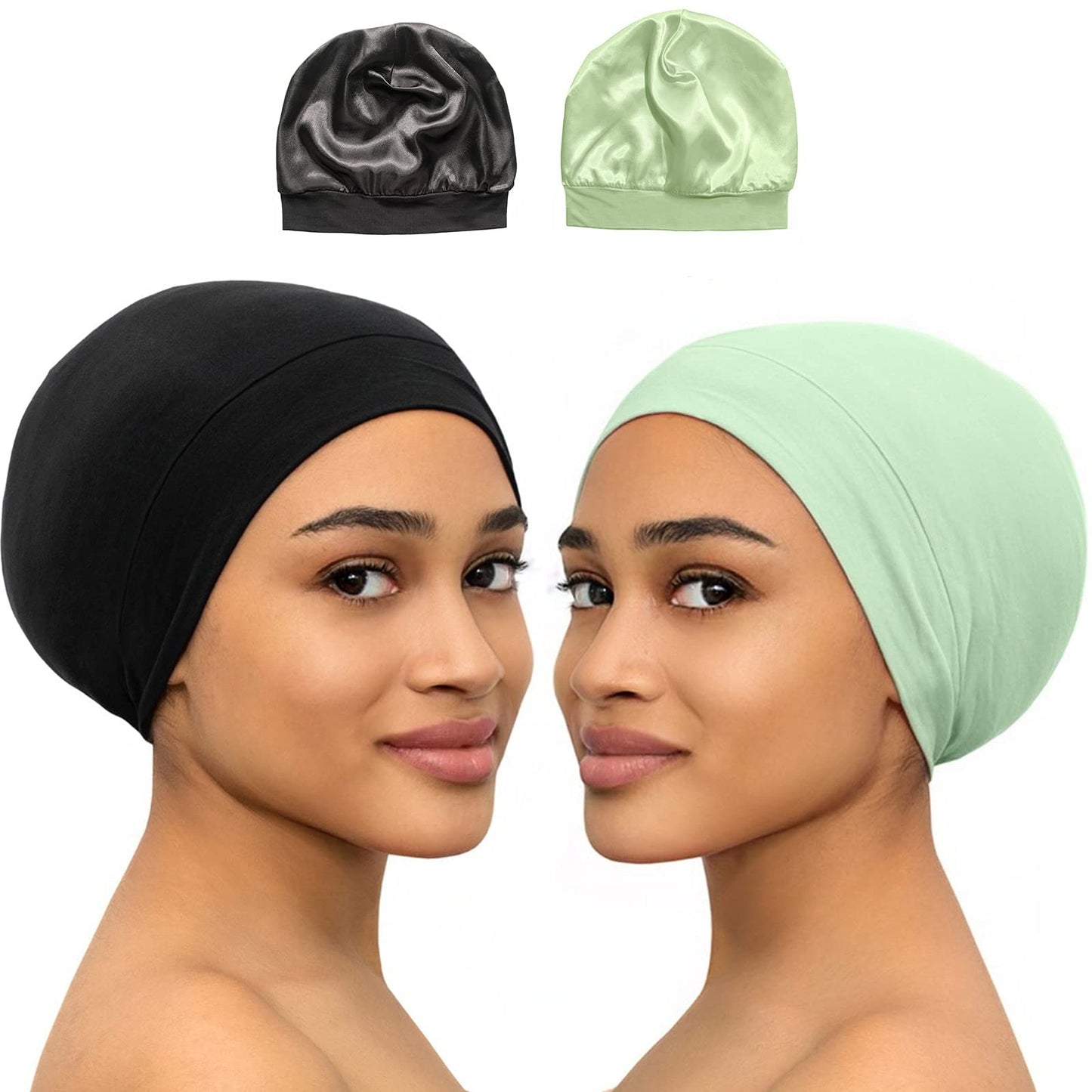 Silk Bonnet Satin Bonnet Silk Hair Wrap Sleeping Sleep Cap Hair Bonnet for Sleeping Beanie Adjustable Stay On Headwear Lined Nurse Cap Black Women Men Curly Hair Cap Braids Locs Head Scarf Night Cap