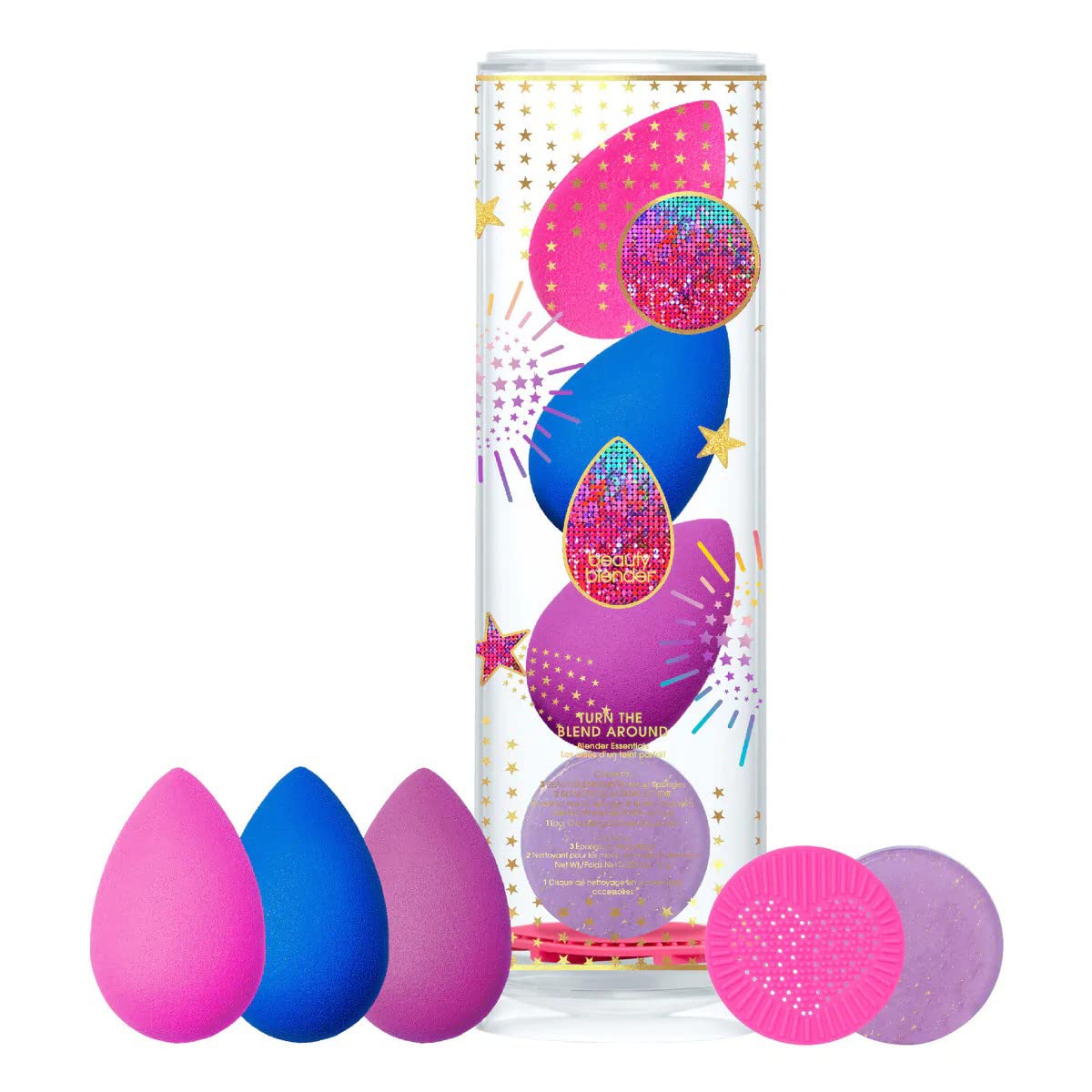 beautyblender Turn The Blend Around, 6-Piece Set - 3 Makeup Sponges, 2 Sponge & Brush Cleansers, Cleansing Silicone Scrub Mat, Professional Application, Vegan & Cruelty Free, Made in the USA