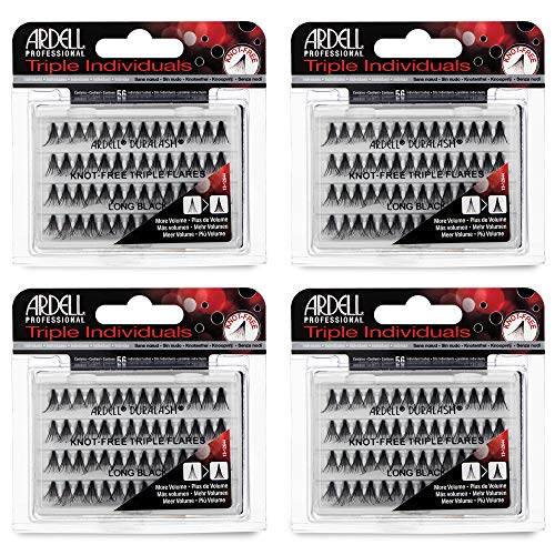 Ardell False Eyelashes Triple Individuals Knot-Free Long Black 4 Pack
