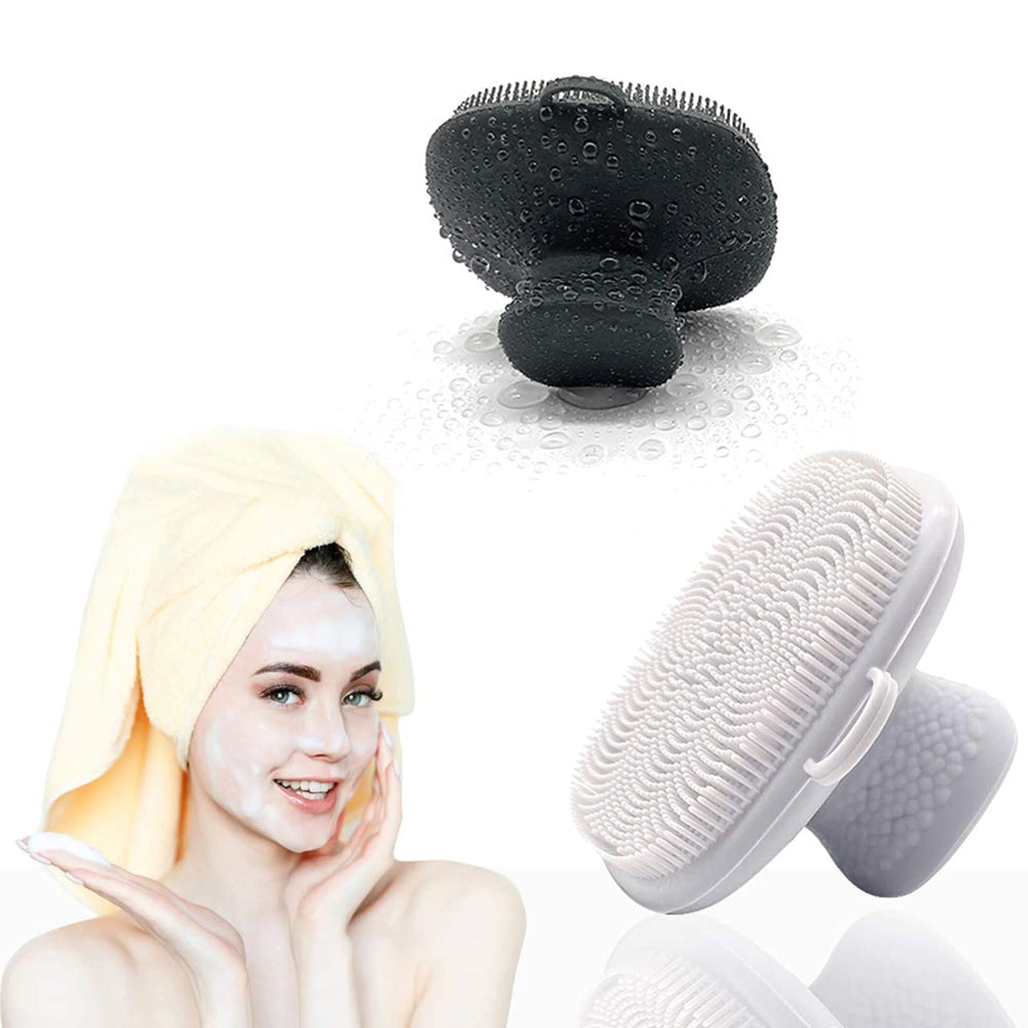 Silicone Face Scrubber Facial Cleansing Brush Silicone Face Wash Brush Manual Waterproof Cleansing Skin Care Face Brushes for Cleansing and Exfoliating (Black+White)