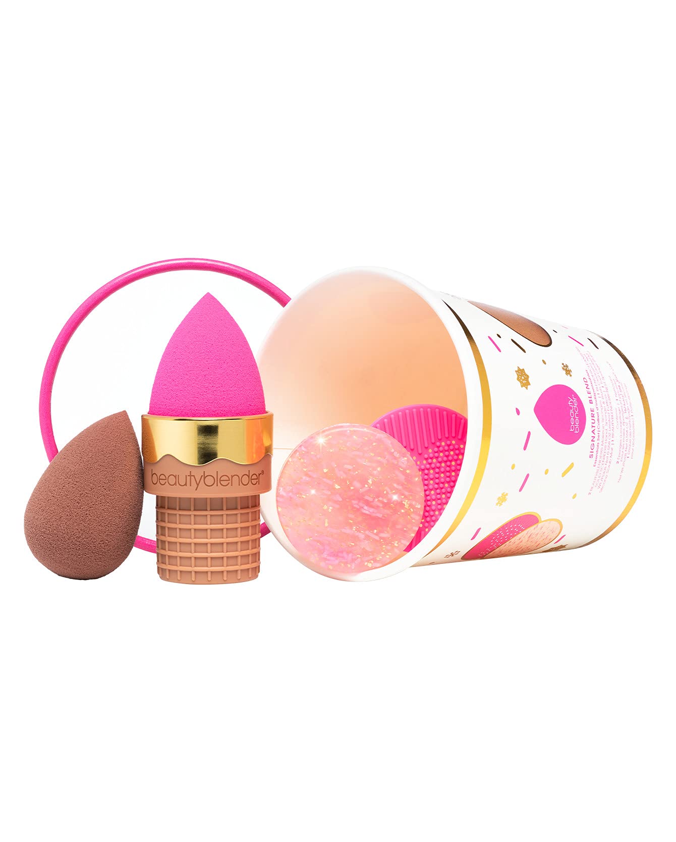 beautyblender SIGNATURE BLEND Essentials Set, with2 Limited Edition beautyblender sponges for foundations and Powders, Blendercleanser and Silicone Scrub Mat and NEST Sponge Stand, Vegan, Cruelty Free
