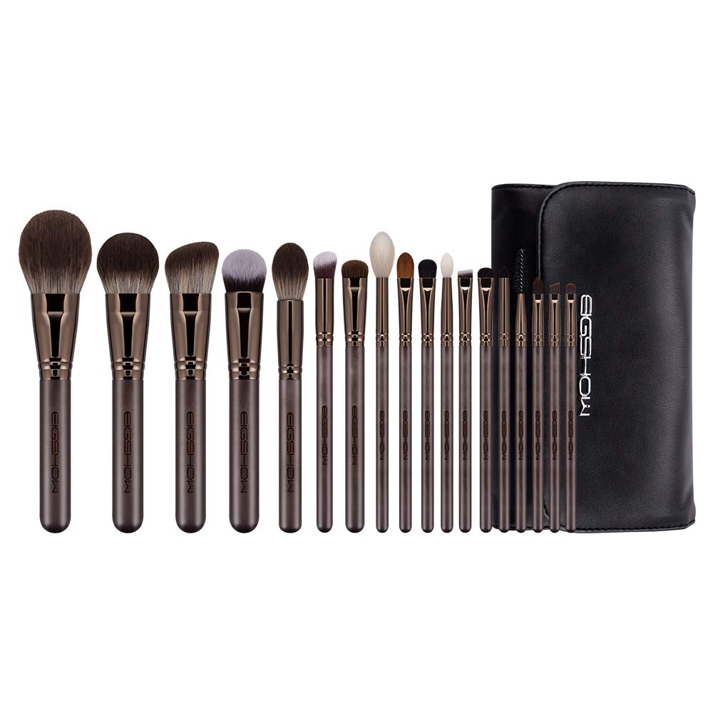Professional Makeup Brush Set,Eigshow Makeup Brushes Perfect for Foundation Face Powder Blending Blush Bronzer Eyeliner Eye Shadow Brows with Case(PRO 18pcs Coffee)