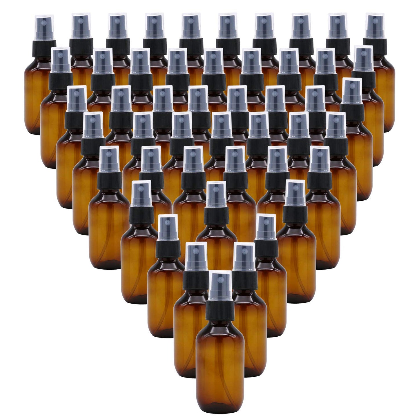 SYNTECSO 48 Pack 2oz Amber Plastic Spray Bottles, Fine Mist Spray Bottles for Essential Oils, Water Spray Bottle for Hair Plant & Cleaning Solution