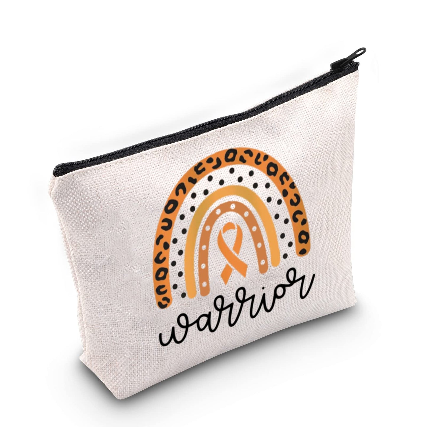 BLUPARK Leukemia Awareness Makeup Bag Leukemia Survivor Gift Leukemia Warrior Gift Orange Ribbon Support Zipper Bag (Leukemia Warrior)