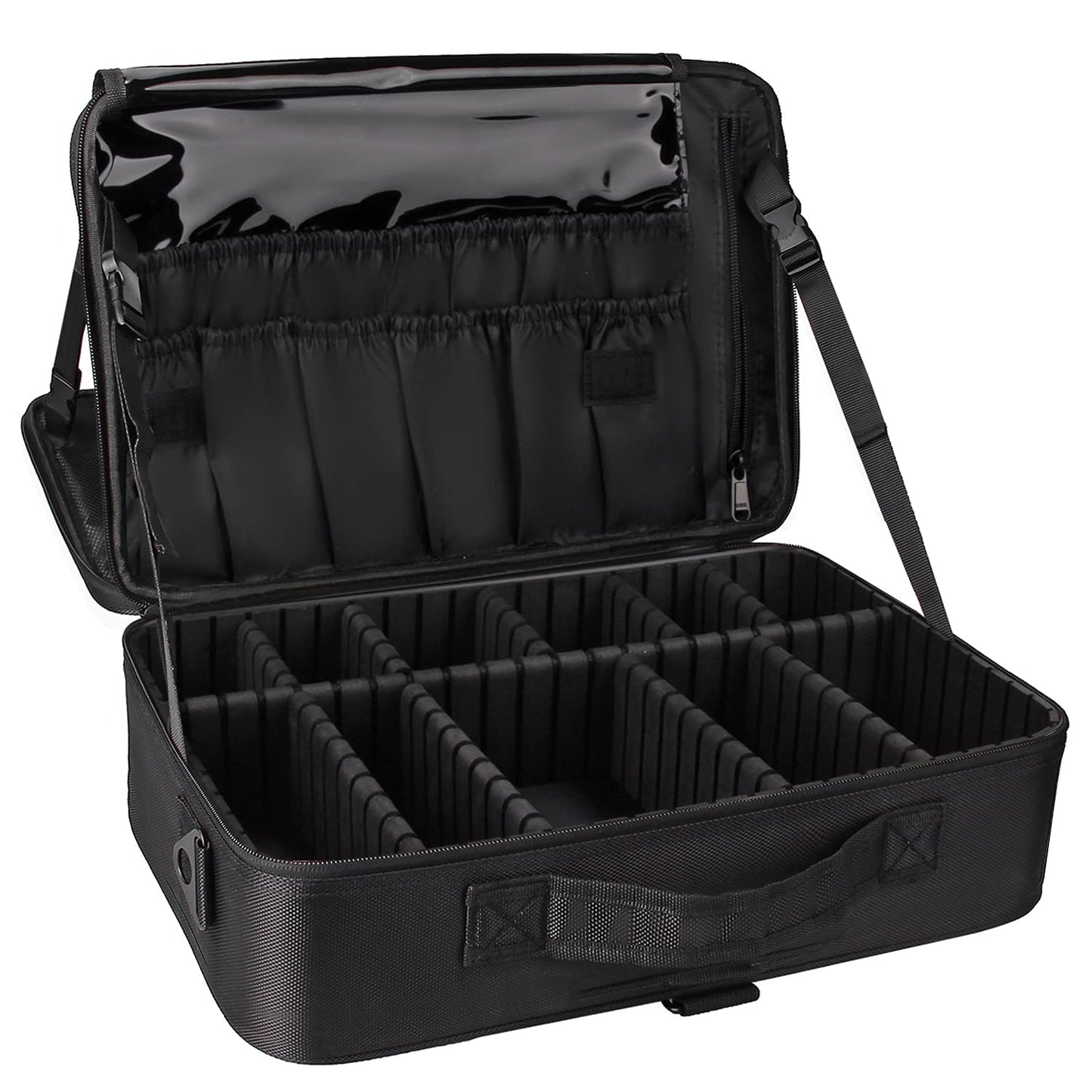 Relavel Travel Makeup Train Case Makeup Cosmetic Case Organizer Portable Artist Storage Bag with Adjustable Dividers for Cosmetics Makeup Brushes Toiletry Jewelry Digital Accessories