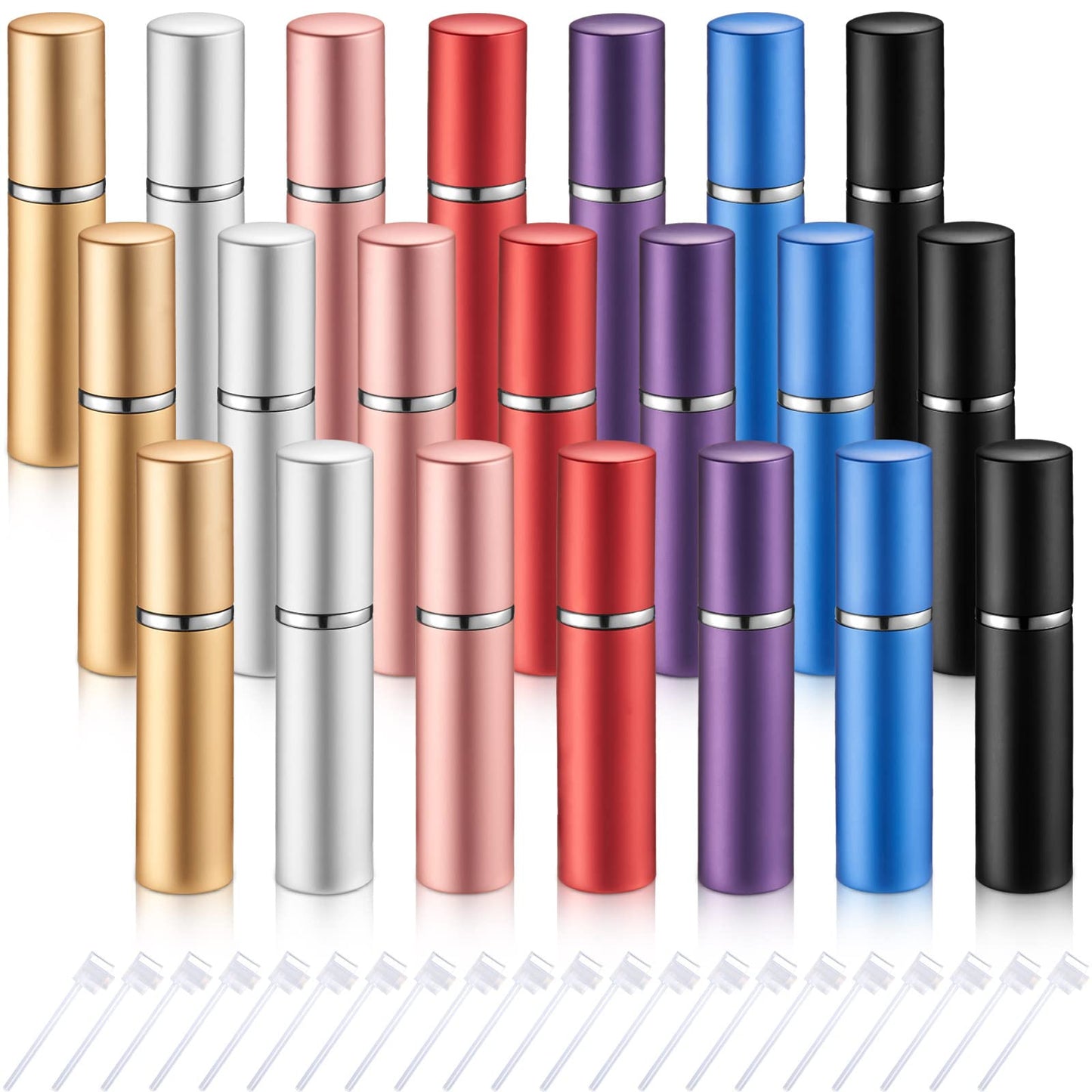 21 Pieces Atomizer Perfume Bottles Atomizer Sprayer for Perfume Refillable Mini Perfume Bottles Bulk with 21 Pieces Perfume Refill Pump for Travel Outgoing (5 ml)