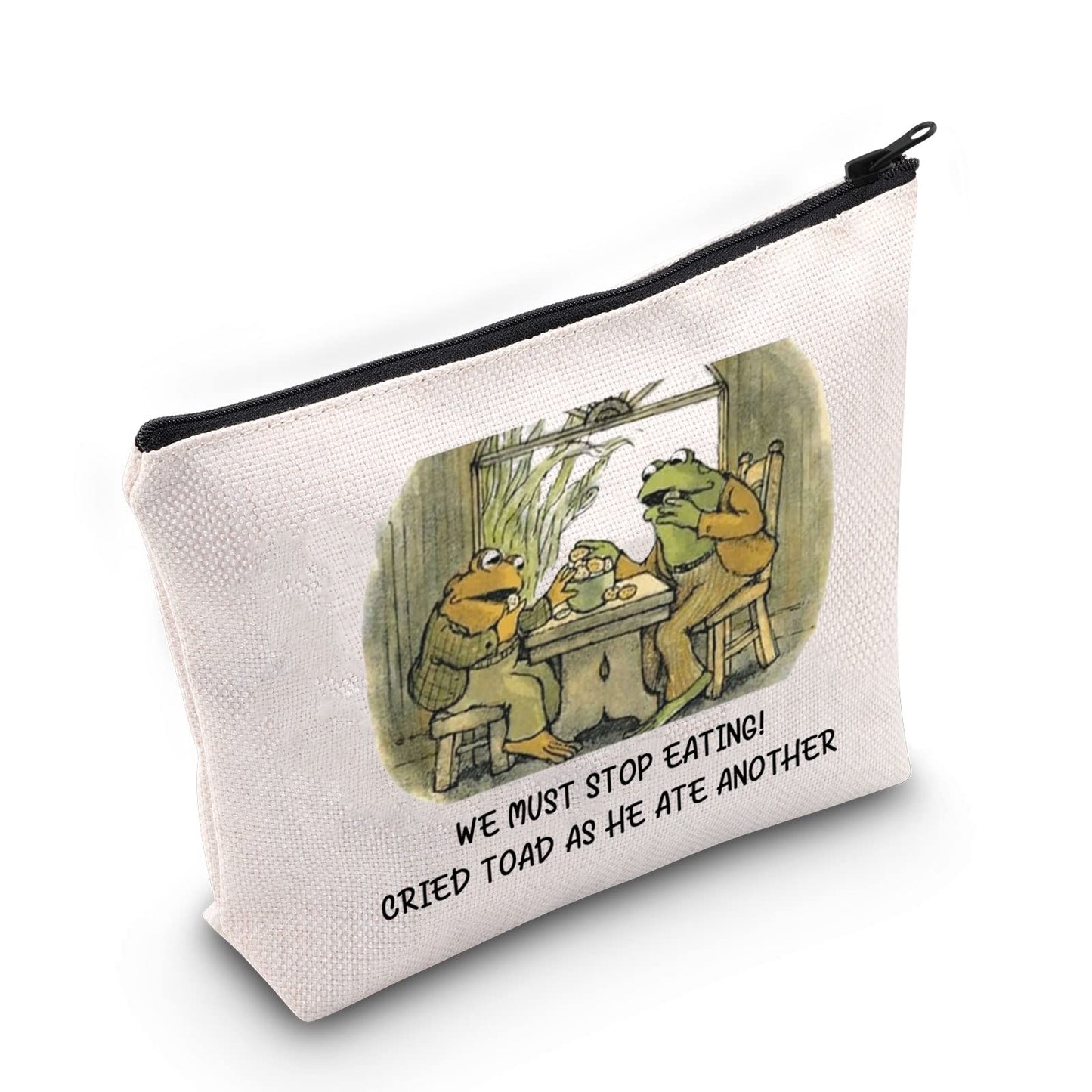 BLUPARK Frog And Toad Riding Inspired Makeup Bag Funny Frog And Toad Gift Best Friends Gift Storybook Gift (Frog Stop Eating)