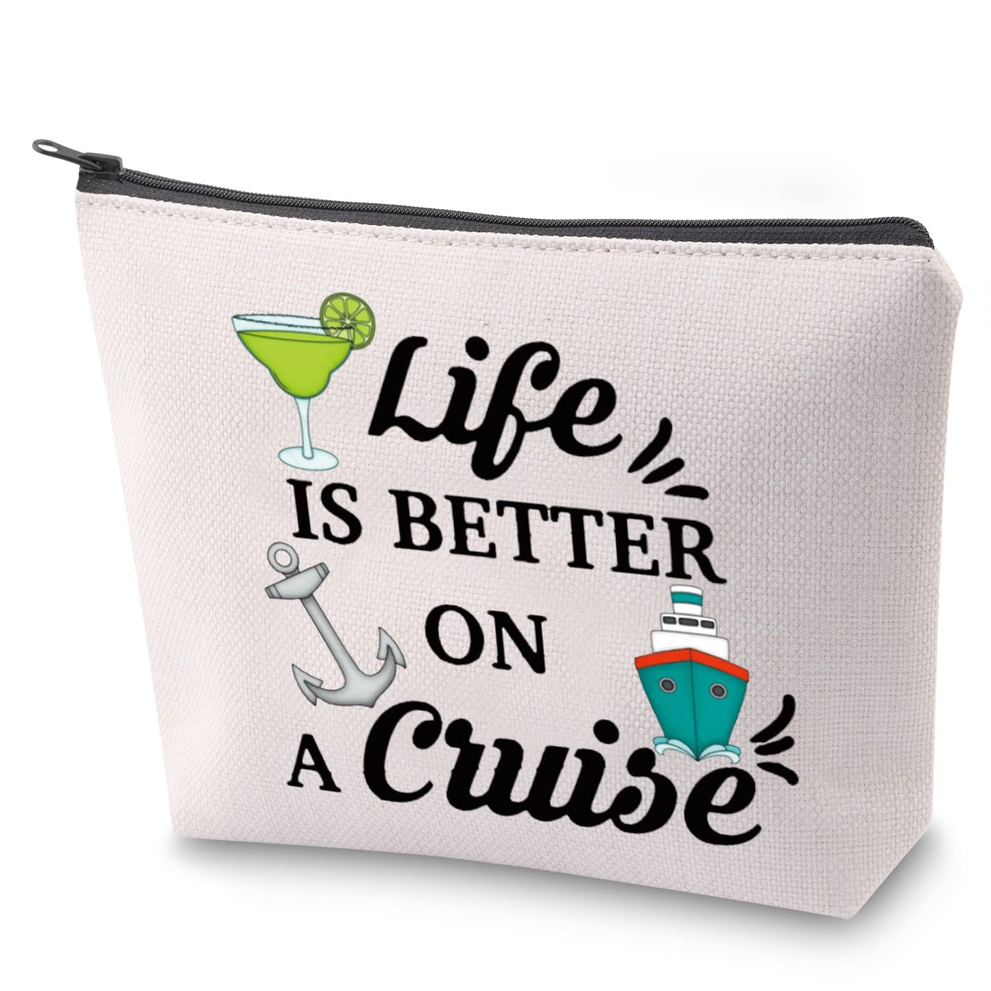 ZJXHPO Cruise Vacation Cosmetic Bag Life Is Better On A Cruise Makeup Bag With Zipper Summer Vacation Travel Case Beach Life Gift (Cruise)