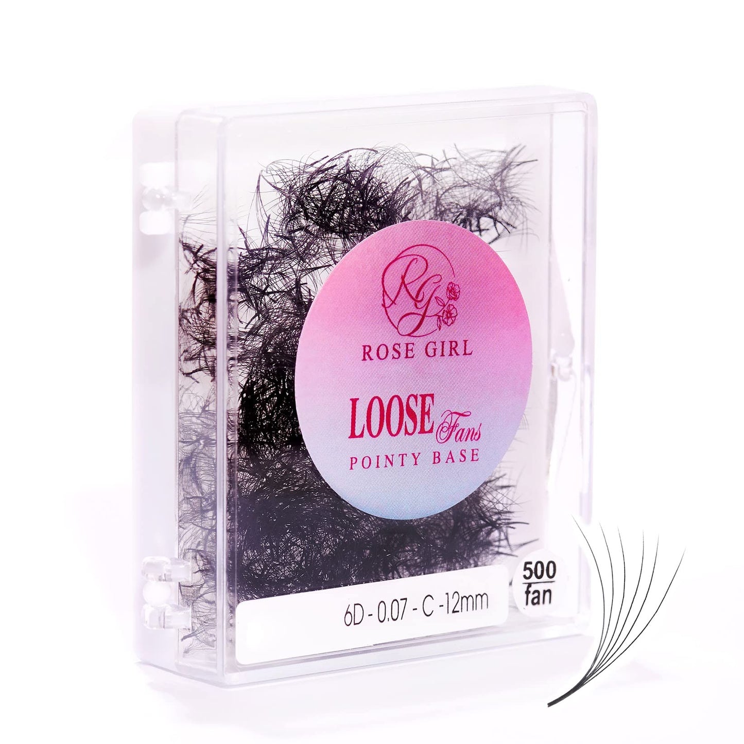 ROSE GIRL Loose Promade Fans - Natural Look Handmade Volume Eyelashes From 3D To 16D - C CC D DD Curl - False Lashes Extensions - Thickness 0.03~0.1 mm - 8~20 mm Length(6D-0.07-CC (9mm))