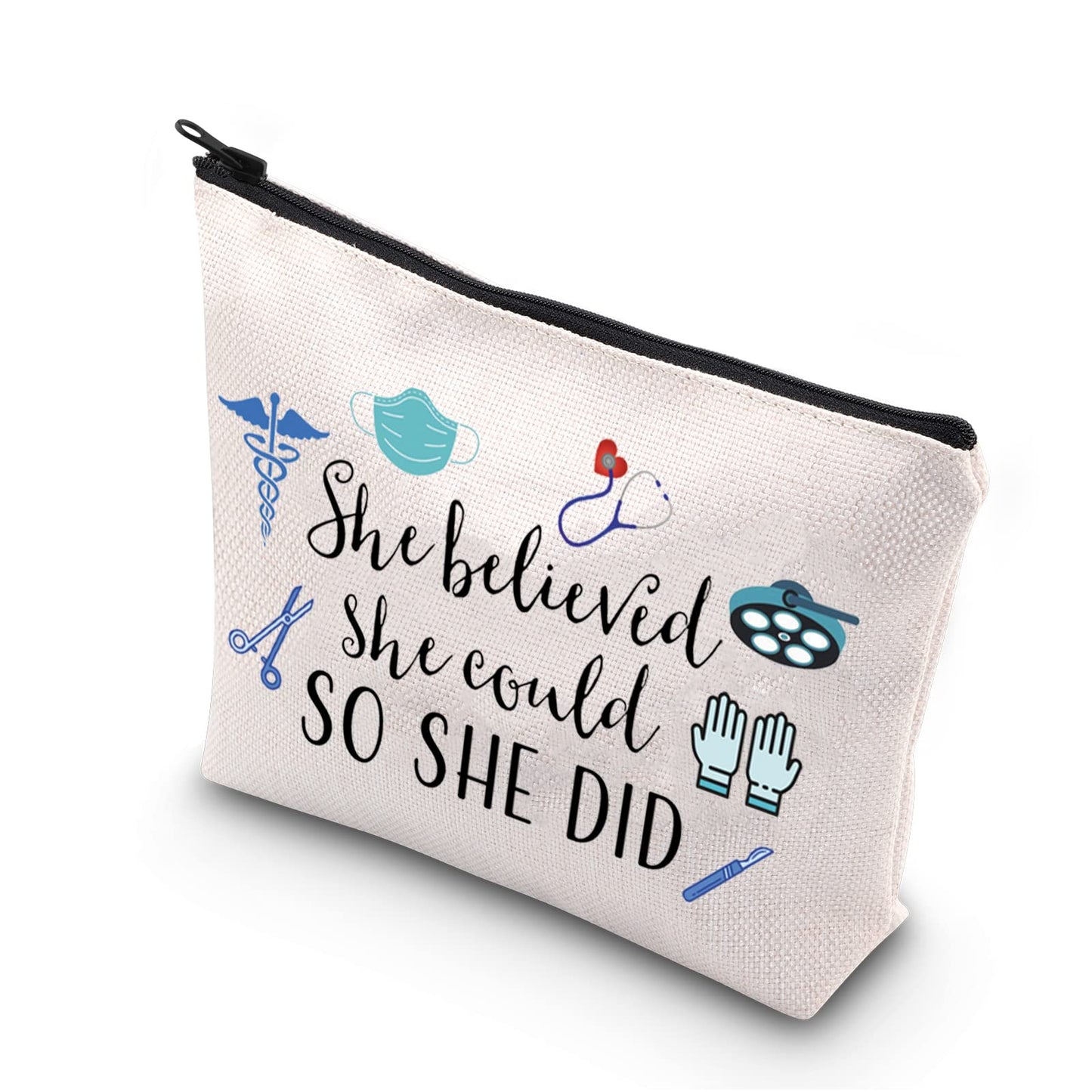 TSOTMO Surgical Technologist Gift She Believed She Could So She Did Inspirational Surgical Tech Makeup Bag (She Believed surg tech)