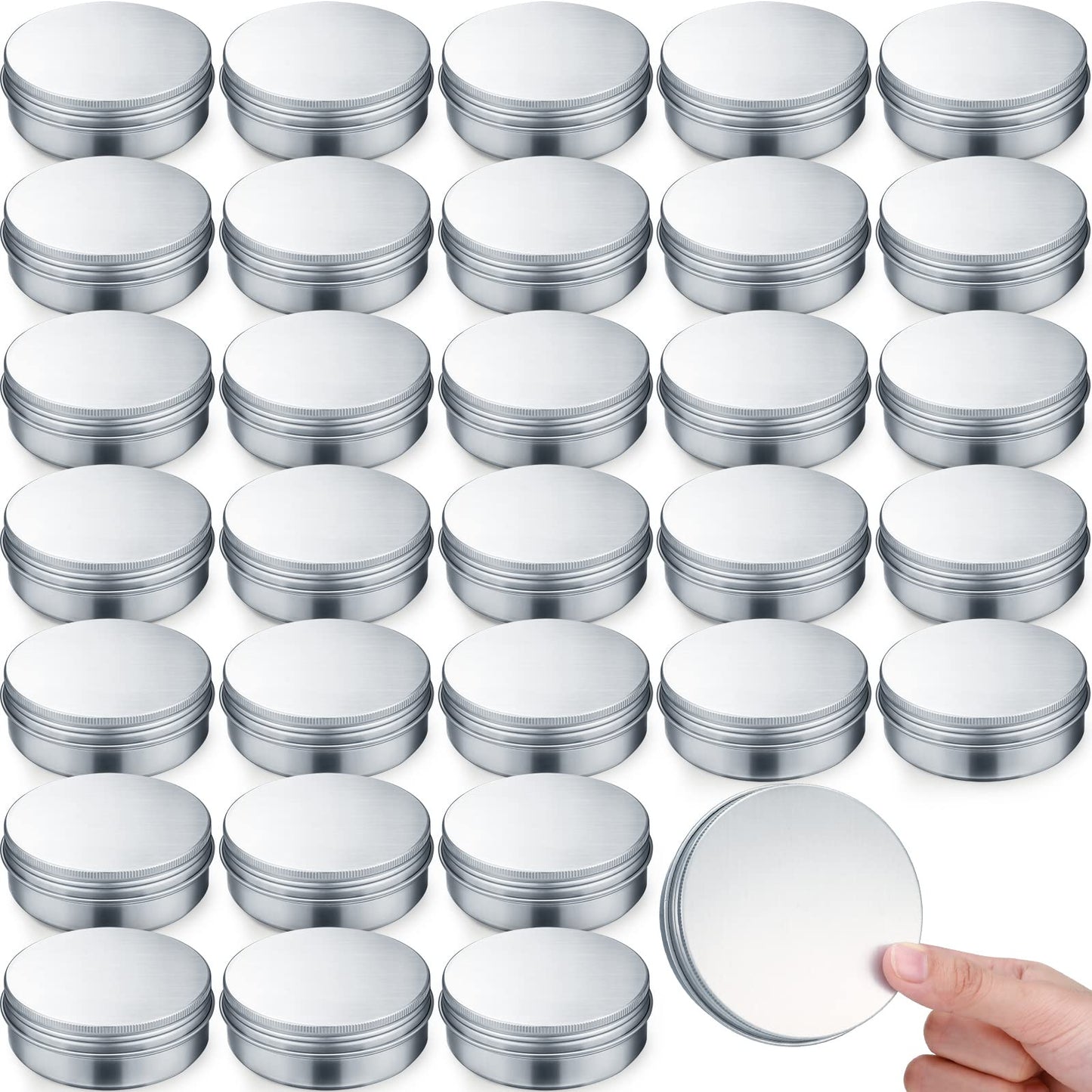 100 Pack Metal Tins 4 oz Aluminum Containers Screw Top Round Tin Cans with Lids for Cosmetic Lip Balm DIY Salves Candles Wax (Silver)