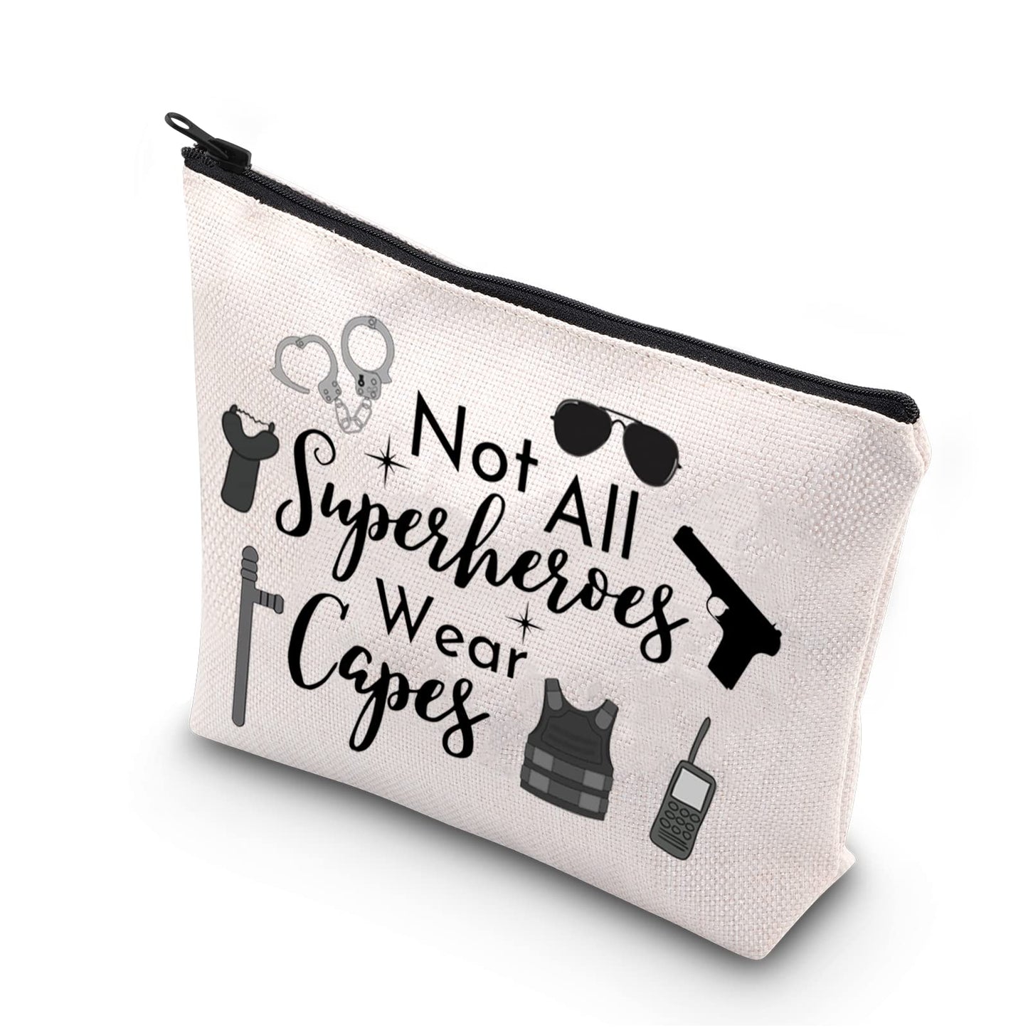 TSOTMO Police Officer Gift Not All Superheroes Wear Capes Police Woman Appreciation Zipper Pouch Makeup Bag (Wear capes police)