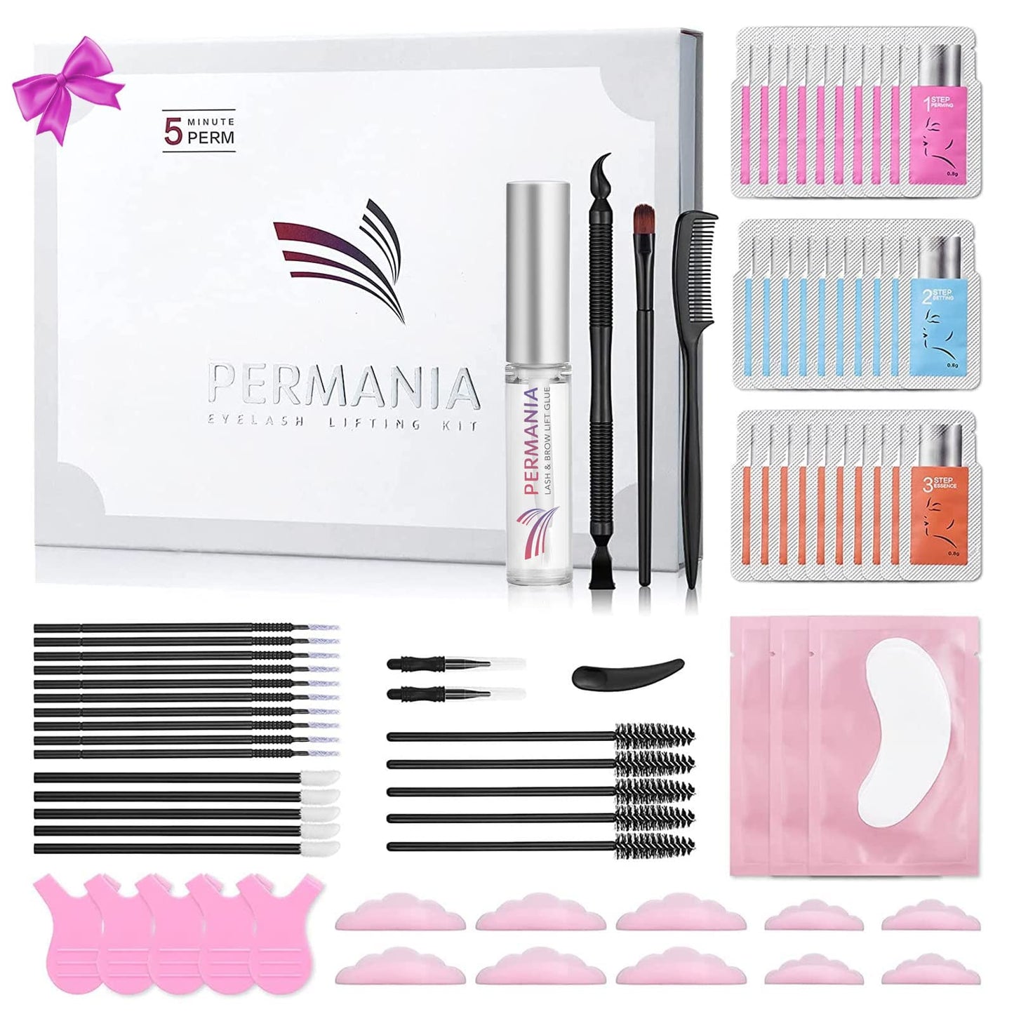 PERMANIA Lash Lift Kit,Lash Perm Kit, Fast Eyelash Lifting 5 Minutes DIY at Home with Strong Glue Disposable Sachet Lash Perming Kit Last 8 Weeks(30pcs)