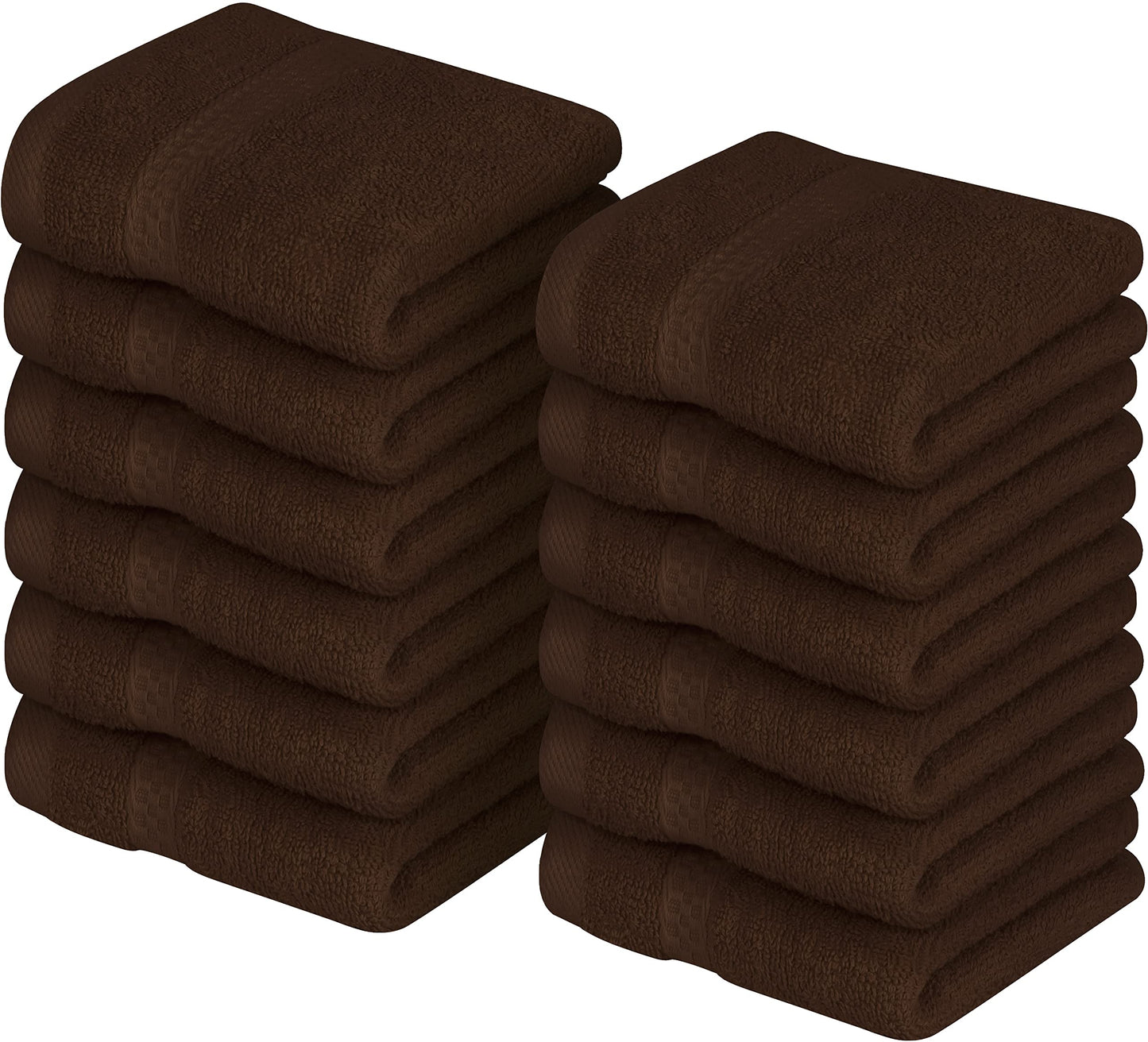 Utopia Towels [12 Pack Premium Wash Cloths Set (12 x 12 Inches) 100% Cotton Ring Spun, Highly Absorbent and Soft Feel Essential Washcloths for Bathroom, Spa, Gym, and Face Towel (Dark Brown)