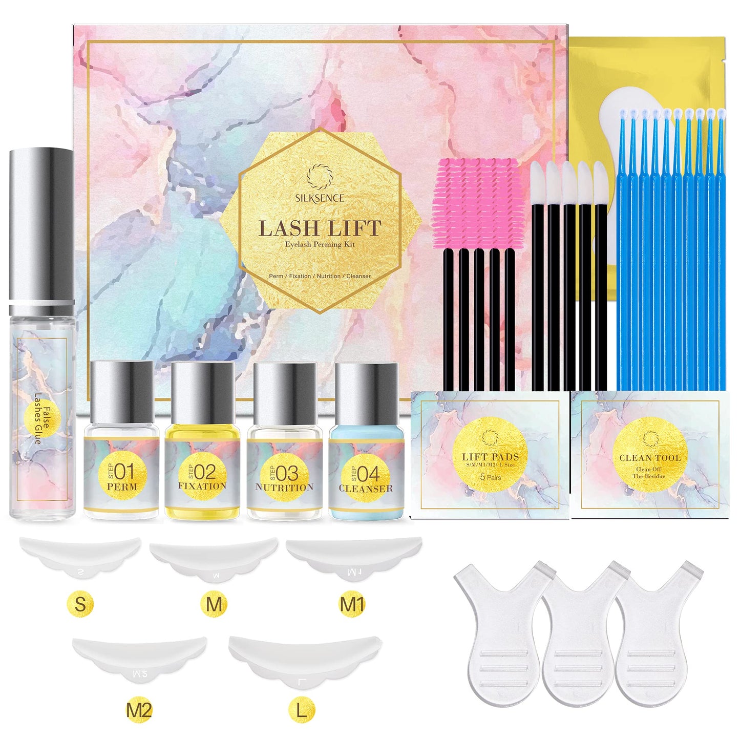 Silksence Lash Lift Kit, Eyelash Perm Kit,Professional Semi-Permanent Curling Perming Wave Suitable for Salon