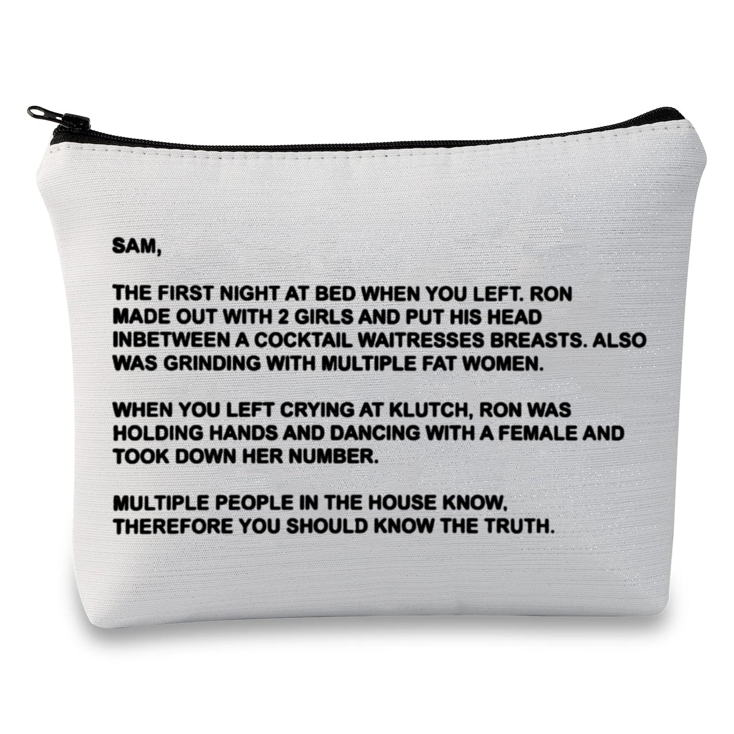 TV Series Inspired Gift The Note to Sam Makeup Bag The Letter Cosmetic Bag Travel Pouch with Zipper for Fans (The Letter Fluorescent White)