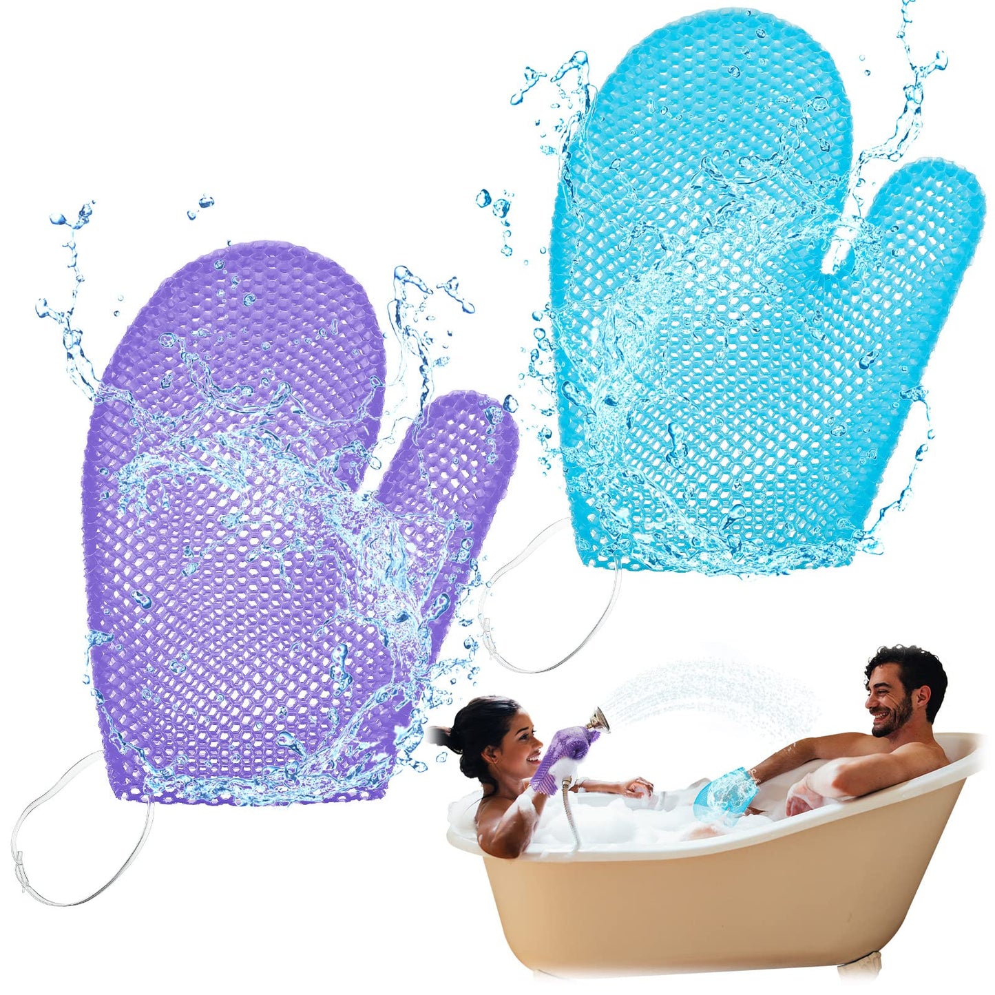 2 Pcs Honeycomb Exfoliating Glove Bath Mitt Body Spa Scrubber, Honeycomb Exfoliator Glove for Body Shower, Honeycomb Exfoliator Scrubber Sponge Shower Loofah, Quick Drying