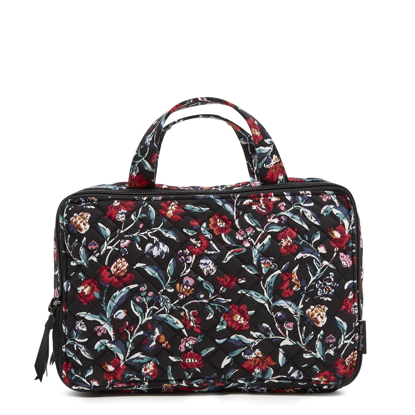 Vera Bradley Cotton Ultimate Travel Makeup Organizer Case, Perennials Noir