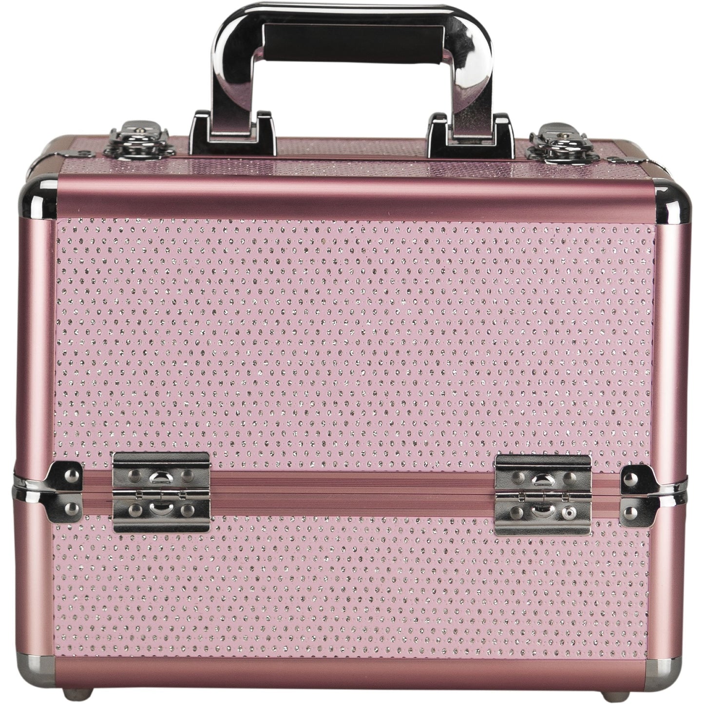 Sunrise 4 Tiers Expandable Trays Makeup Train Case Shoulder Strap Key-Lock, Pink Krystal
