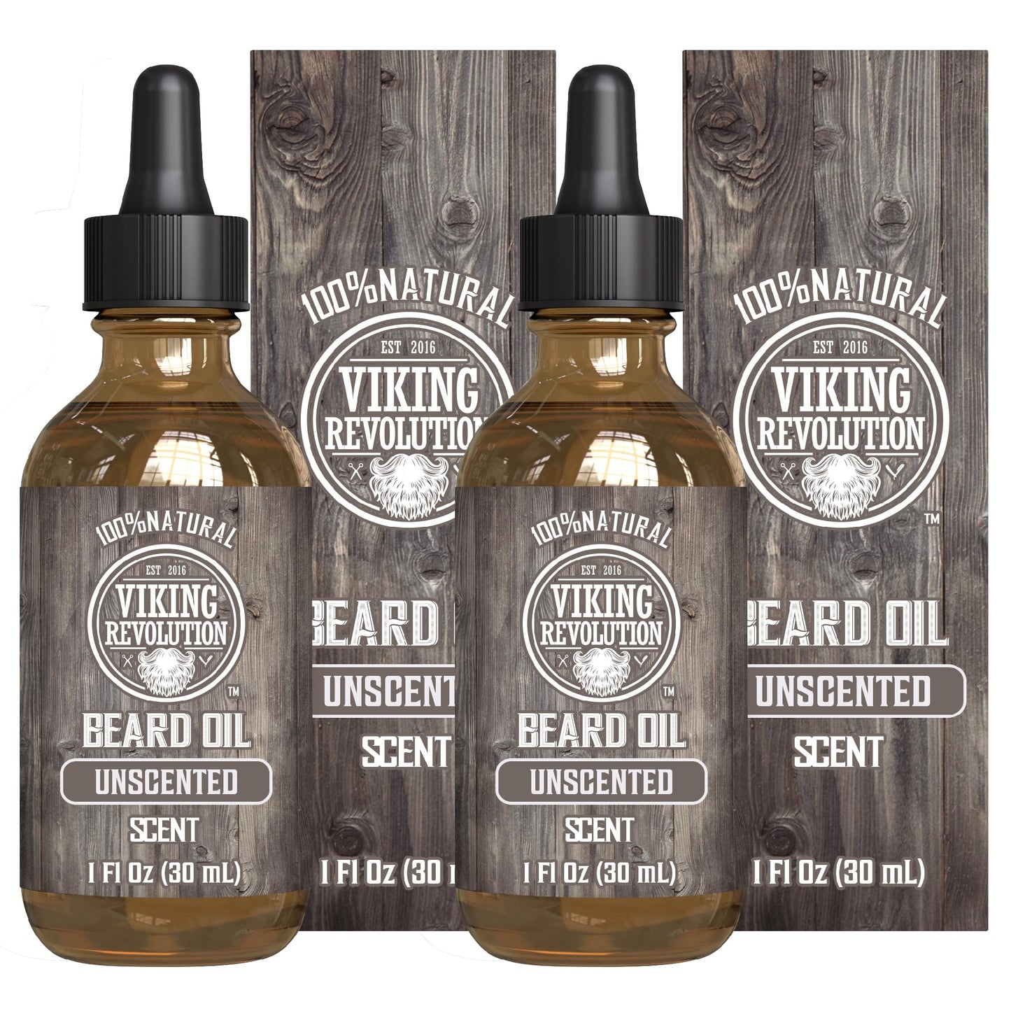 Viking Revolution Hair Styling Agent Beard Oil Conditioner - All Natural Unscented Argan & Jojoba Oils Softens, Smooths & Strengthens Beard Growth Grooming Beard and Mustache Maintenance, 2 Pack