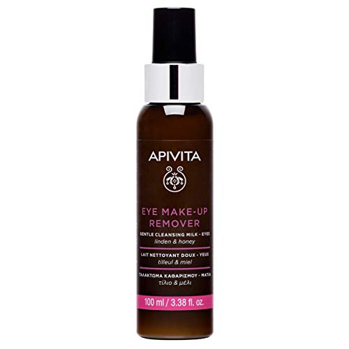 APIVITA Eye Makeup Remover - Gentle, Soothing Cleansing Lotion with Honey, Propolis & Chamomile - Soothing Facial Cleanser. Removes Even Waterproof Makeup & Hydrates the Eye Area, 3.38 Fl Oz