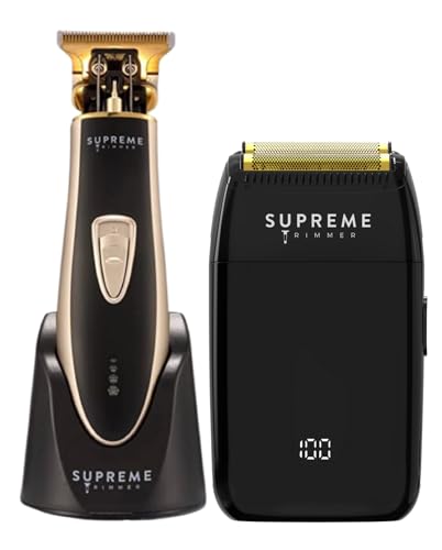 Supreme Trimmer 2-in-1 Crunch Lite Foil Shaver & T-Shaper Trimmer | ST5210 Beard Trimmer & STF600 Electric Razor | Travel Hair Trimmer Set | Black & Gold