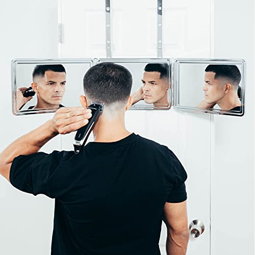 SELF-CUT SYSTEM: Perfecting Self Grooming - Black Lambo 3-Way Mirror with Free Educational Mobile App