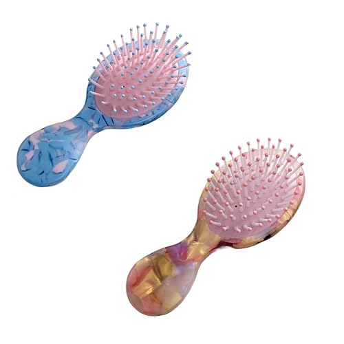 Cellulose Acetate Handle Hair Brush, SINIDE Mini Cushion Massage Hair Comb for Women Men and Kids, Travel Size Hairbrush Accessories for Straight Long Short Hair