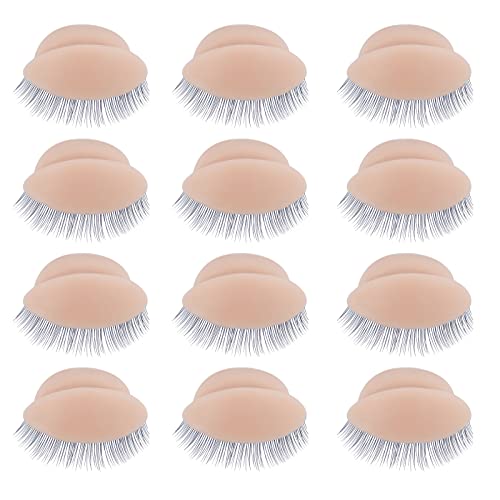 WBCBEC 6 Pairs Replacement Eyelids for Mannequin Head Removable Realistic Eyelids with Eyelashes Mannequin Head Eyelids for Eyelash Training Practice Makeup Eyelash Extensions