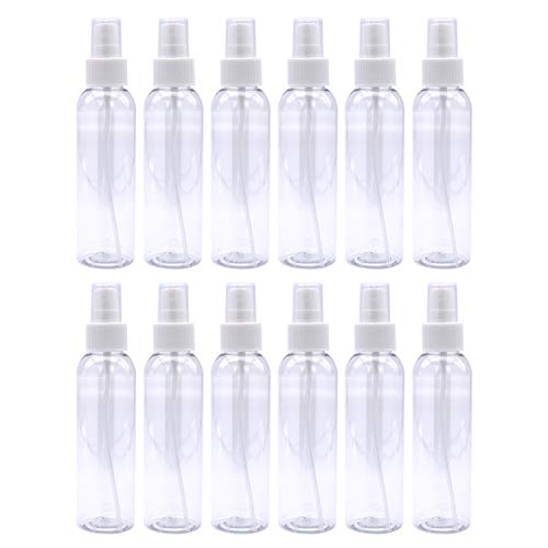 Trendbox 4oz Fine Mist Clear Spray Bottles with Pump Spray Cap 12 Pack BPA-Free Travel Containers For Essential Oils, Facial Spray, Hair Spray, Perfumes and any other liquid