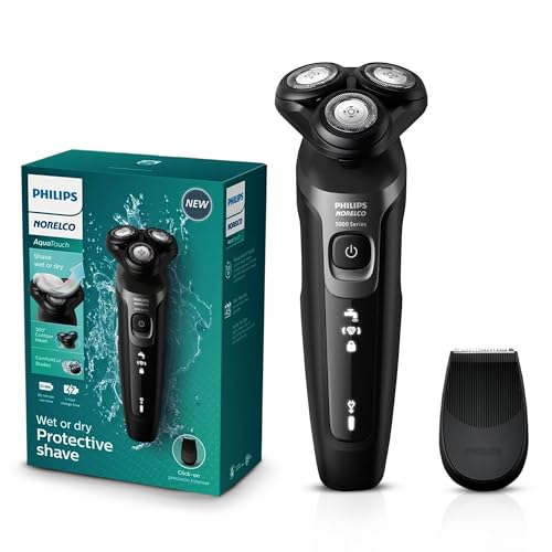PHILIPS Norelco Electric Shavers for Men, Rechargeable AquaTouch Mens Electric Shaver Wet and Dry with Comfort Cut Blades and Click-on Precision Trimmer, Cordless Electric Razors with 5D Flex Head