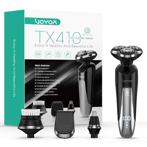 VOYOR Electric Razor for Men Cordless Shavers for Shaving with face sideburn Nose Ear Hair Rechargeable Wet Dry Waterproof TX410 New (New Version)