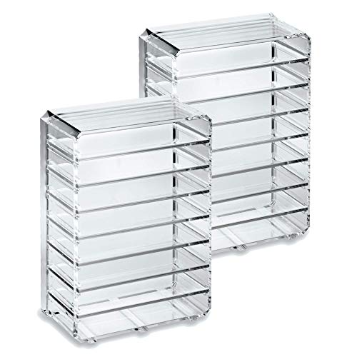 byAlegory (Set Of 2) Acrylic Makeup Face Mask Organizer w/Removable Dividers 8 Spaces Designed To Stand & Lay Flat To Store Moisturizing Facemasks - Clear