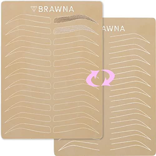 BRAWNA 6 pck Microblading Supplies - PMU Eyebrow Practice Skin - Inkless Double Sided Latex For Brow Tattoos…