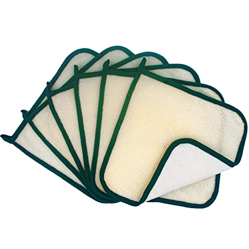 Bleu Bath (6 Pack) Dual-Sided Exfoliating Skin Towel Natural Terry Body Cloth Scrubber Premium Sturdy Loofah Towel Soft and Buffing Wash Cloth White for Either Oil or Dry Skin