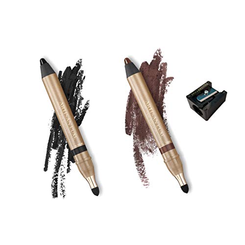 Artisan L'uxe Beauty Jumbo Eyeliner Pencil Bundle for Smokey Eyes in 3 Minutes - Water-Resistant, Smudge-Proof, Long-Lasting - Includes Seduction (Chocolate Brown), Midnight (Black) & Sharpener