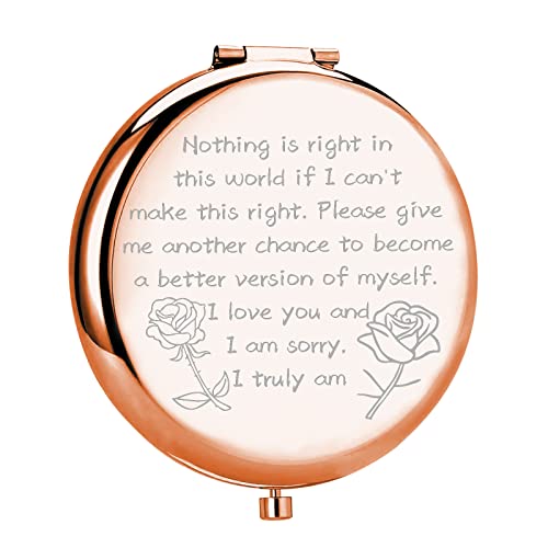 UJIMS Apology Gift Sorry Compact Travel Makeup Mirror for Women I Love You and I Am Sorry for Him Her Forgive Me Gift (SorryCompactMirror)
