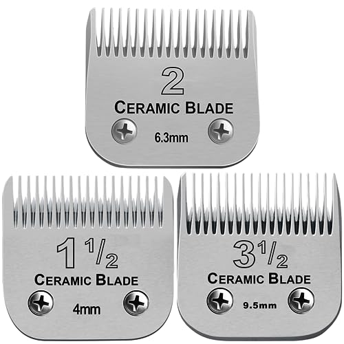 3 Sets Combination Professional Detachable Replacement Ceramic Blades. Compatible with Oster Classic 76/Power Pro/Power-Teq/Star-Teq Clipper. Compatible with Ainds Clippers. (4~9.5mm).
