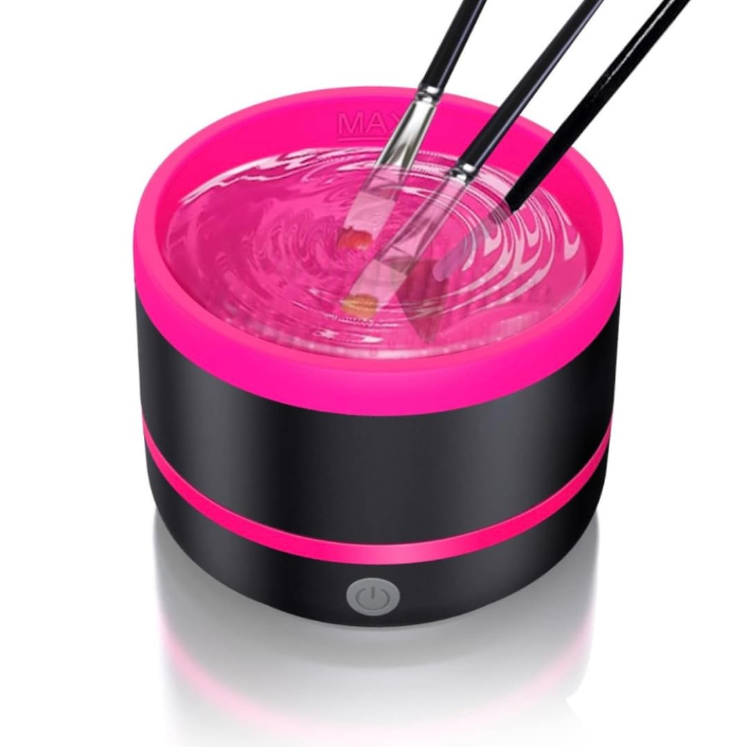 Vanity Vault Makeup Brush Cleaner Machine - Electric Make up Brushes Cleaner Cleanser Tool for All Size Beauty Foundation Concealer Contour Eyeshadow Brush Silicone Makeup Cleaning Machine Solution